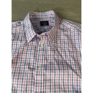 UNTUCKit Mens X Large Wrinkle Free Plaid Button Down Shirt Pink Blue Cotton